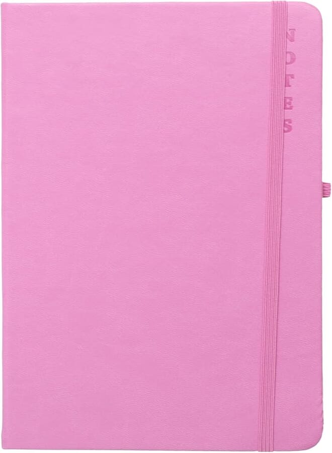 Simba Notebook Leather Plastic 80 Sheets Ruled 7x10.5cm with Ribbon Bookmark, Elastic Closure, and Pen Loop Multicolor